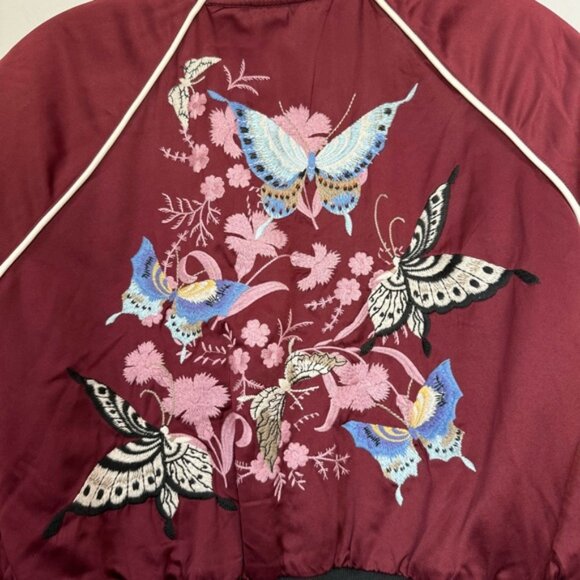 Aritzia WilfredFree Toulin Embroidered Satin Bomber Jacket Quilted Pockets Zip M - Picture 8 of 16